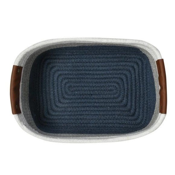 Cotton shelf basket rectangular tri color, 11x8x5 - Picture 4 of 5